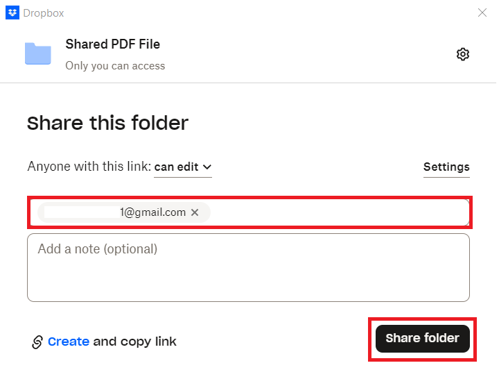 Click Share PDF File Dropbox Folder Lock