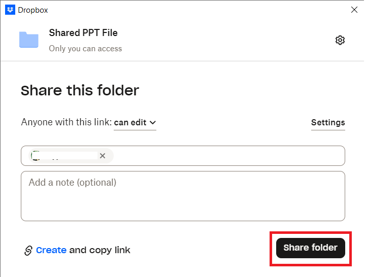 Click Share PPT File Dropbox Folder Lock