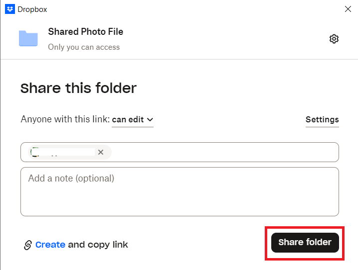 Click Share Photo File Dropbox Folder Lock