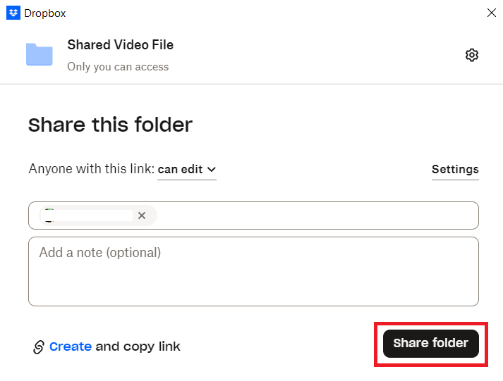 Click Share Video File Dropbox Folder Lock