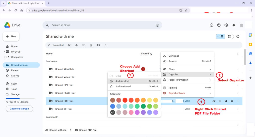 Create a shortcut shared PDF folder Folder Lock