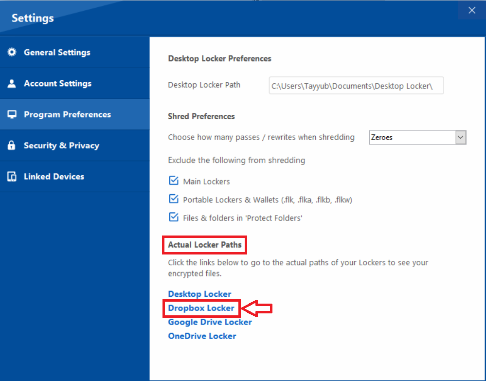 Dropbox Locker under Actual Locker Folder Lock