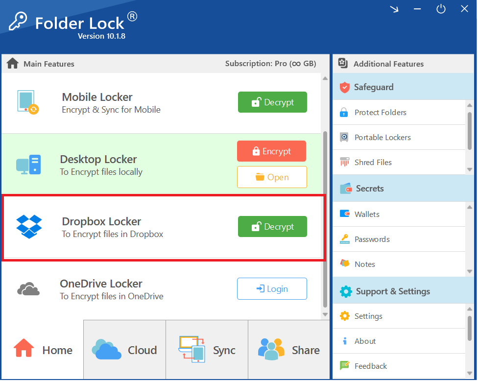 Dropbox Locker of Folder Lock