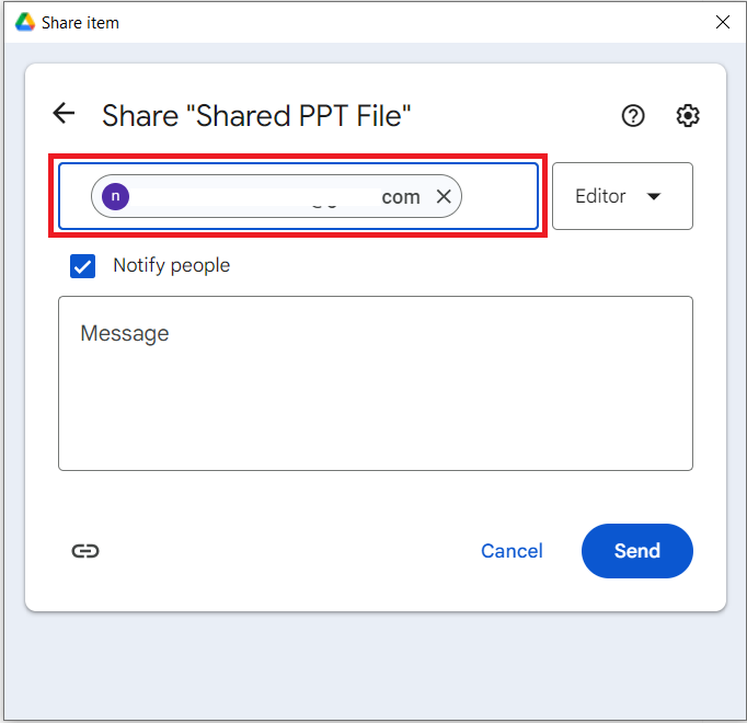 Enter the Recipient's Email Share PPT File Folder Lock