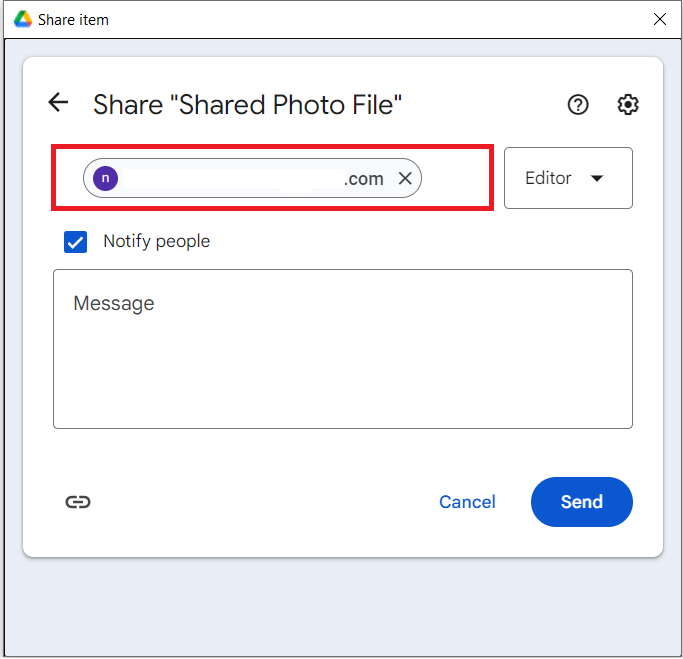 Enter the Recipient's Email Share Photo File Folder Lock