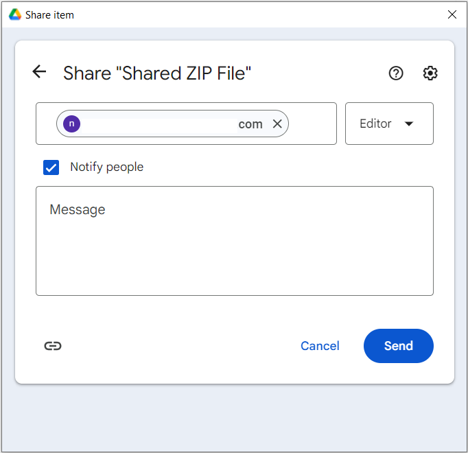 Enter the Recipient's Email Share ZIP File Folder Lock