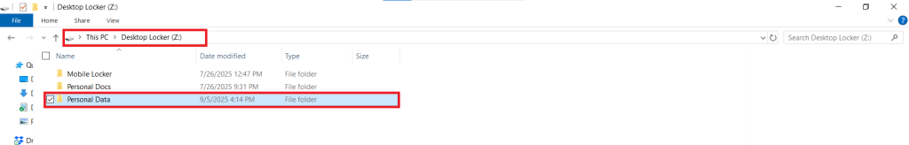 Screenshot of Folder Moved in Desktop Locker of Folder Lock
