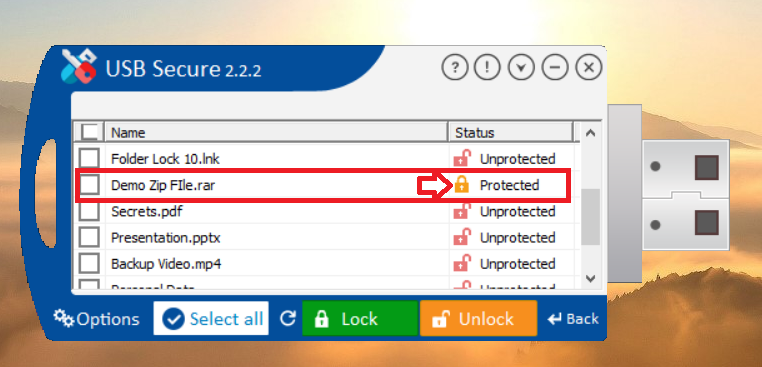 Locked ZIP File in USB Secure