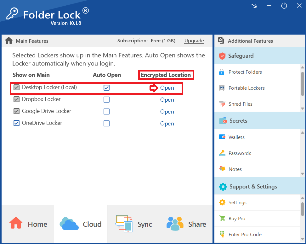 Open Encrypted Desktop Locker Folder Lock