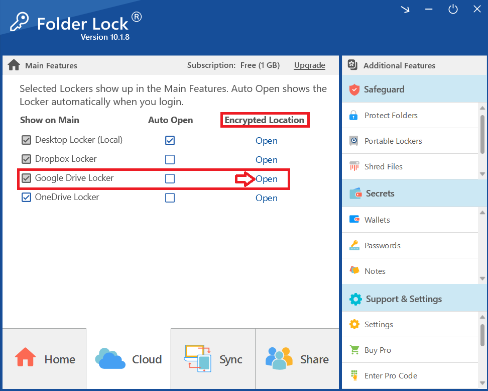Open Encrypted Google Drive Locker Folder Lock