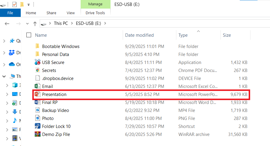 PPT File Moved in Pendrive to lock USB Secure