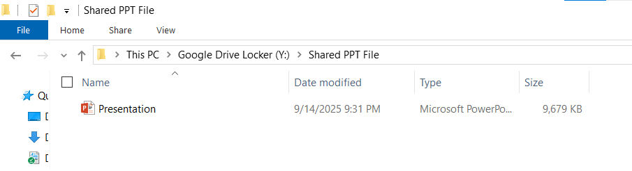 PPT File in shared folder of Google drive locker of Folder Lock