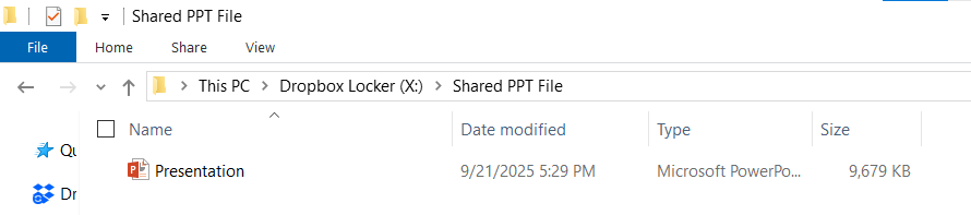 PPT File name Presentation in shared ppt File Folder Dropbox locker