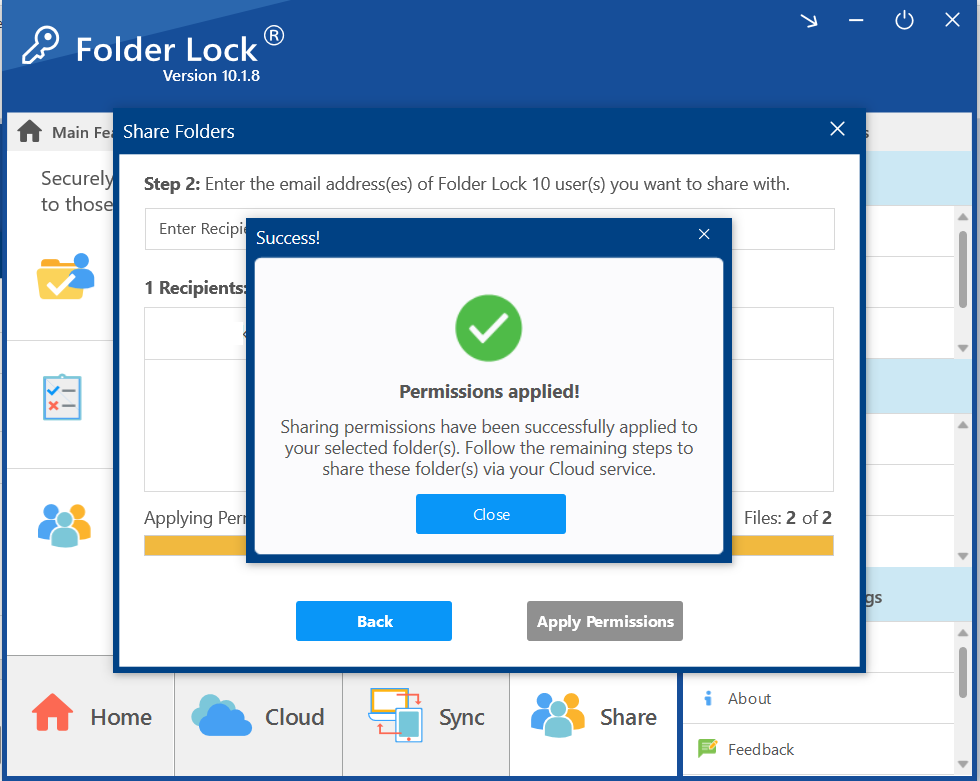 Permissions applied Sucessfully
