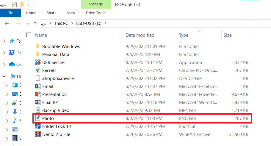Photo File Moved in Pendrive to lock USB Secure