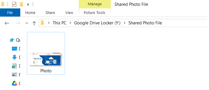 Photo File in shared folder of Google drive locker of Folder Lock