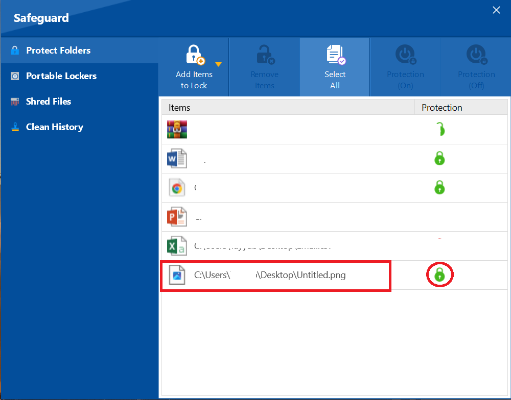 Protection status image file photo Folder Lock