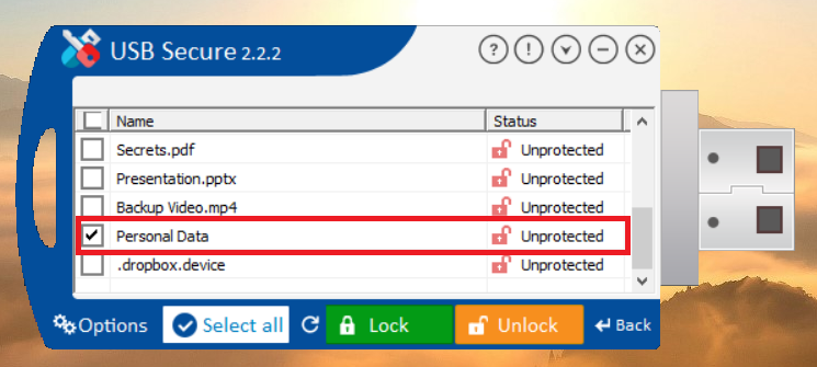 Select Folder from USB Secure application