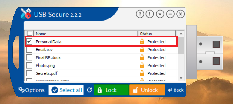 Select Locked Folder to unlock USB Secure