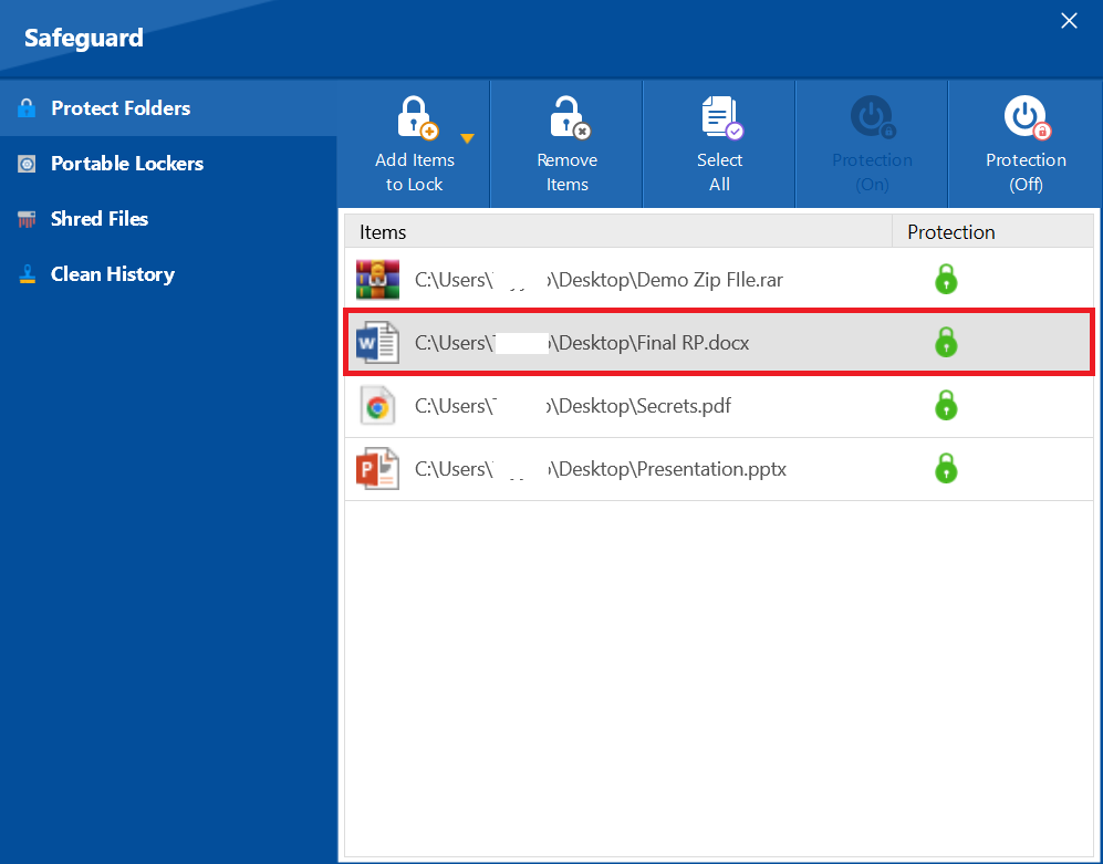 Select MS Word File to decrypt Folder Lock