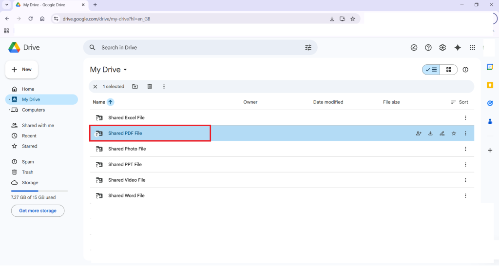 Select Shared PDF File Download the file to your computer