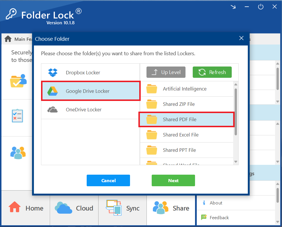 Select Shared PDF Folder containing your PDF File Folder Lock