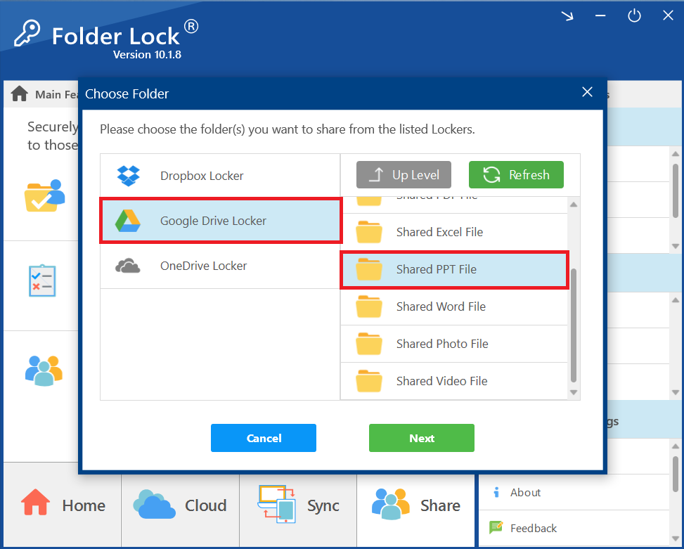 Select Shared PPT Folder containing your PPT File Folder Lock