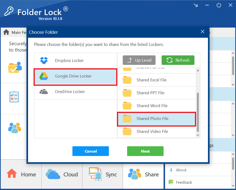 Select Shared Photo Folder containing your Photo File Folder Lock