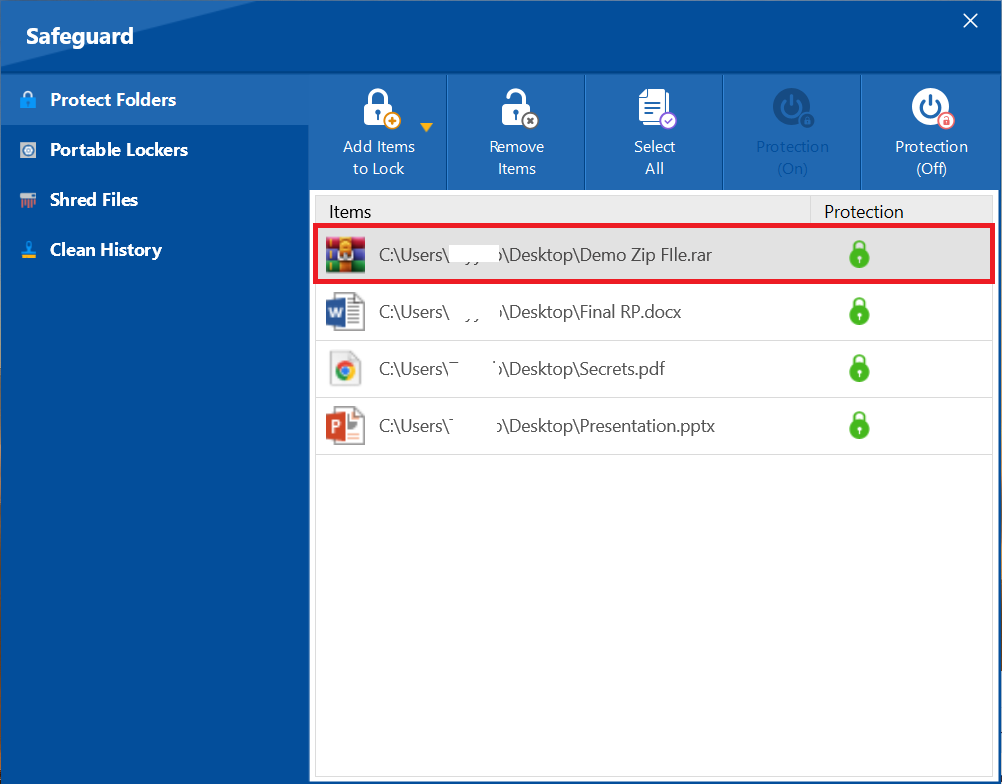 Select ZIP File to decrypt Folder Lock