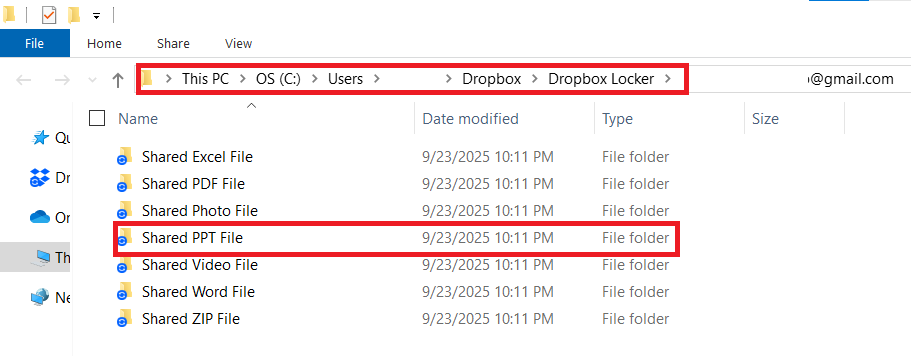 Select the folder containing your PPT file you want to share Dropbox Locker Folder Lock