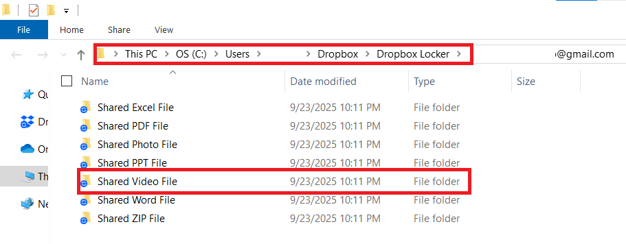 Select the folder containing your Video file you want to share Dropbox Locker Folder Lock
