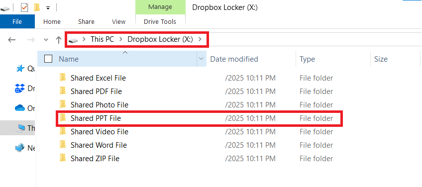 Share PPT File Folder in Dropbox locker