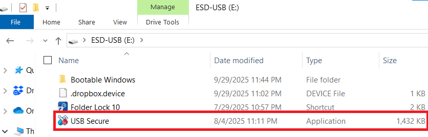 USB Secure application