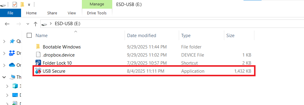USB Secure application