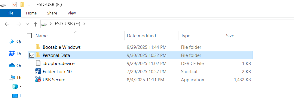 Unlocked Folder in USB Drive Usb Secure