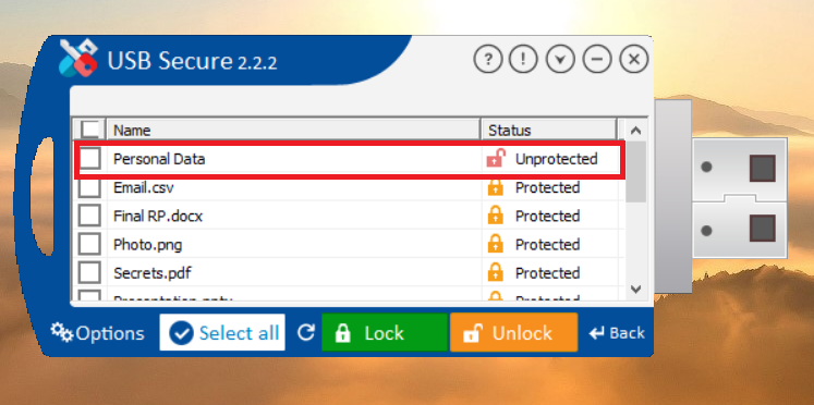 Unlocked Folder in USB Secure
