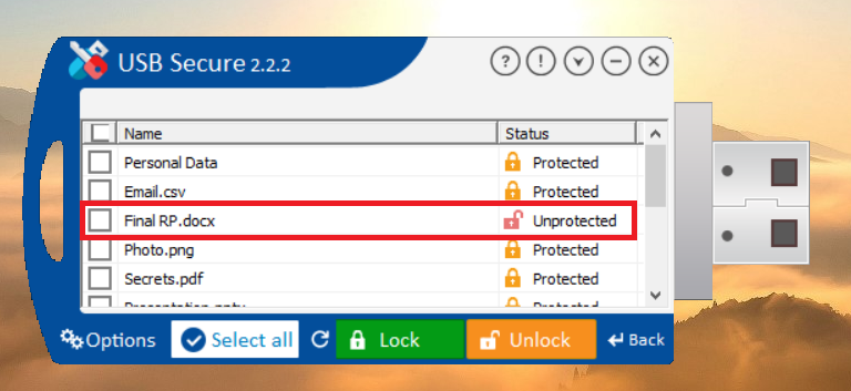 Unlocked MS Word File in Usb Secure