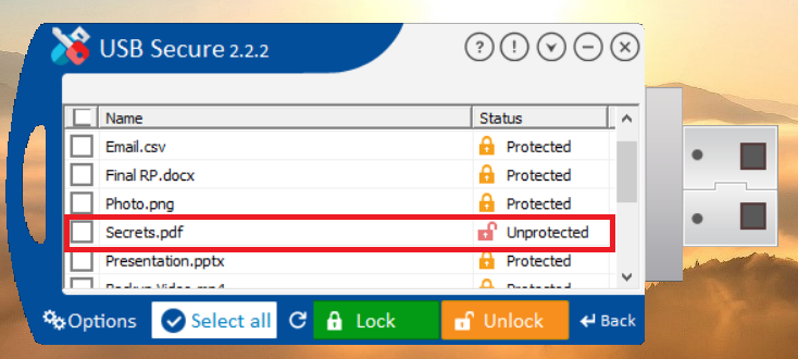 Unlocked PDF File in USB Drive Usb Secure