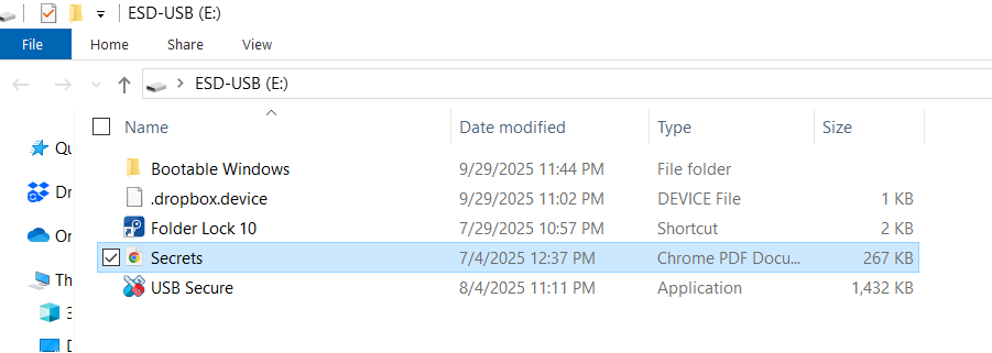 Unlocked PDF in USB Drive USB Secure