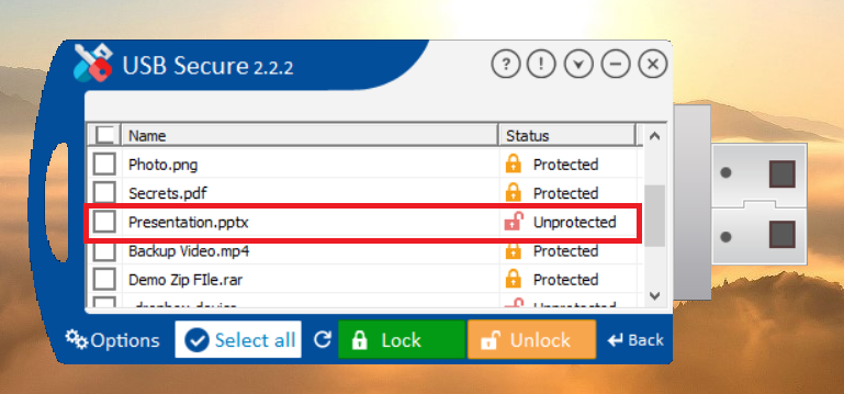 Unlocked PPT File in USB Drive Usb Secure