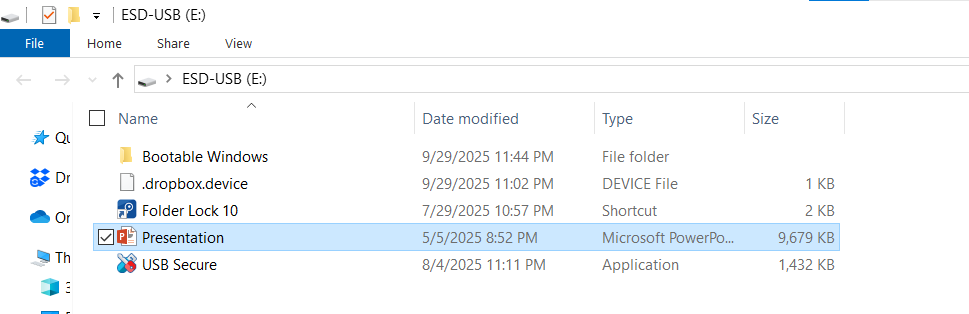 Unlocked PPT in USB Drive USB Secure