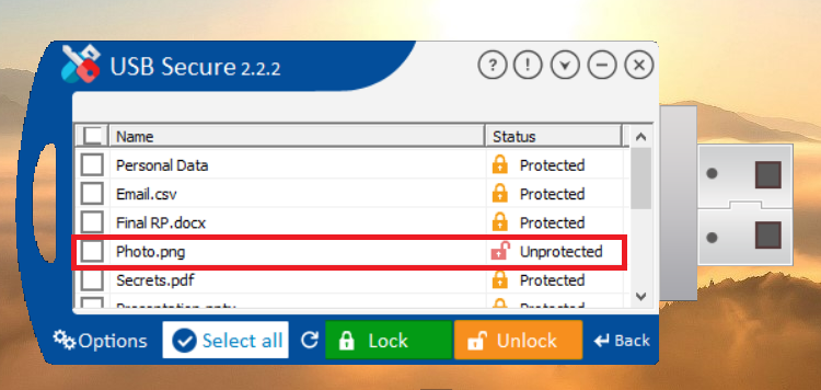 Unlocked Photo File in USB Secure