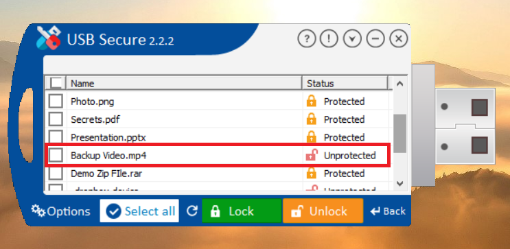 Unlocked Video File in USB Drive Usb Secure