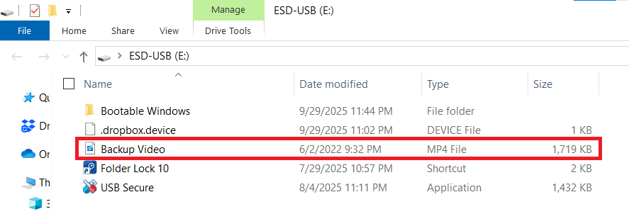 Unlocked Video in USB Drive USB Secure