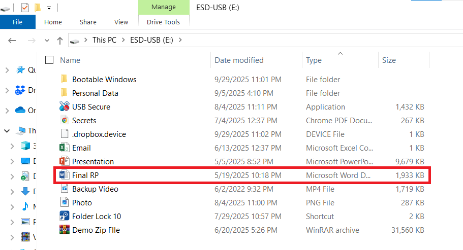 Word File Moved in Pendrive to lock USB Secure