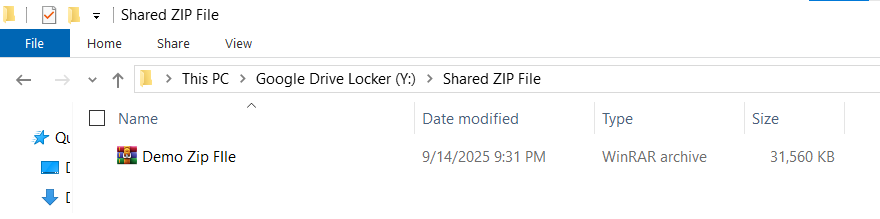 ZIP File in shared folder of Google drive locker of Folder Lock