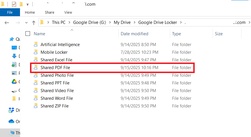 select the folder containing your PDF file you want to share Folder Lock