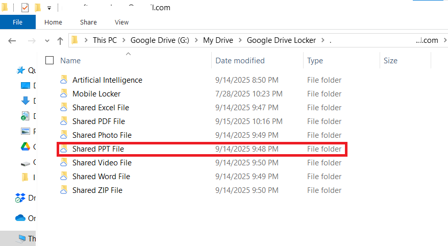 select the folder containing your PPT file you want to share Folder Lock
