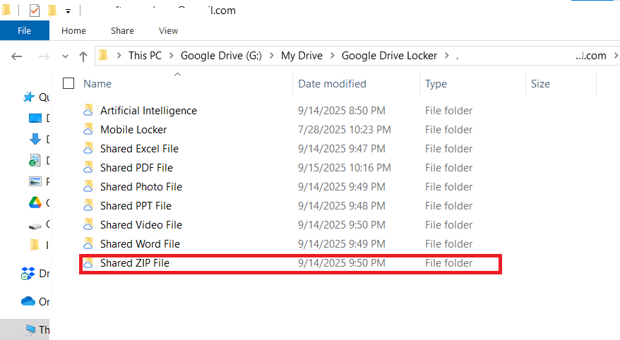 select the folder containing your ZIP file you want to share Folder Lock