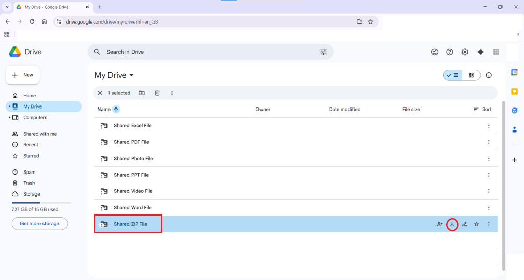 Click Download Shared ZIP File Download the file to your computer